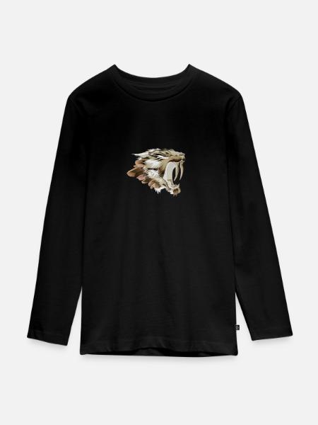 Säbelzahntiger Säbelzahn Raubkatze - Teenager Premium Bio Langarmshirt - Schwarz