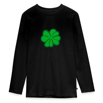 Trèfle vert bonheur - T-shirt manches longues Premium Ado - noir - Devant - AI Model Kid Female (0cm)