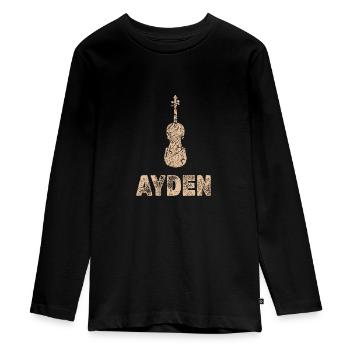 Violoncelle Ayden - T-shirt manches longues Premium Ado - noir - Devant - AI Model Kid Female (0cm)