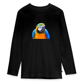 Polygon Papagei Papageienkopf Kunst - Teenager Premium Bio Langarmshirt - Schwarz - Vorne - AI Model Kid Female (0cm)