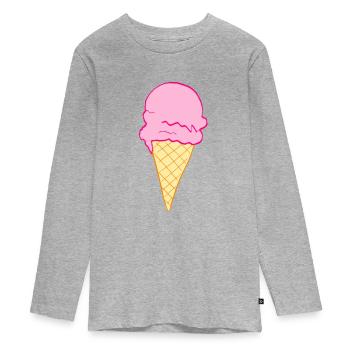 ice creme - Teenager Premium Bio Langarmshirt - Grau meliert - Vorne