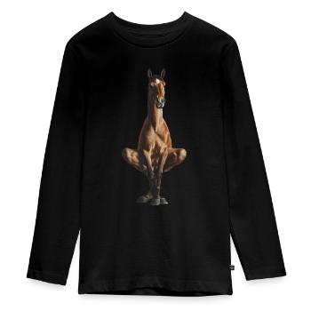 Pferd - Teenager Premium Bio Langarmshirt - Schwarz - Vorne - AI Model Kid Female (0cm)