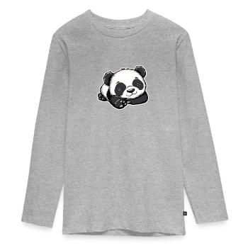 Bébé Panda endormi - T-shirt manches longues Premium Ado - gris chiné - Devant