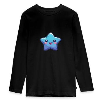 Star - Teenager Premium Organic Long Sleeve Shirt - black - Front - AI Model Kid Female (0cm)