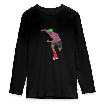 Skate Skating Roller Skating Inline Skates Sport - Teenager Premium Organic Long Sleeve Shirt - black - Front - AI Model Kid Female (0cm)