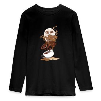 Street art coffee for a street art fans - Teenager Premium Organic Long Sleeve Shirt - black - Front - AI Model Kid Female (0cm)