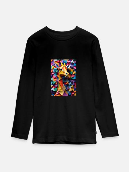 Origami Giraffe - Teenager Premium Bio Langarmshirt - Schwarz