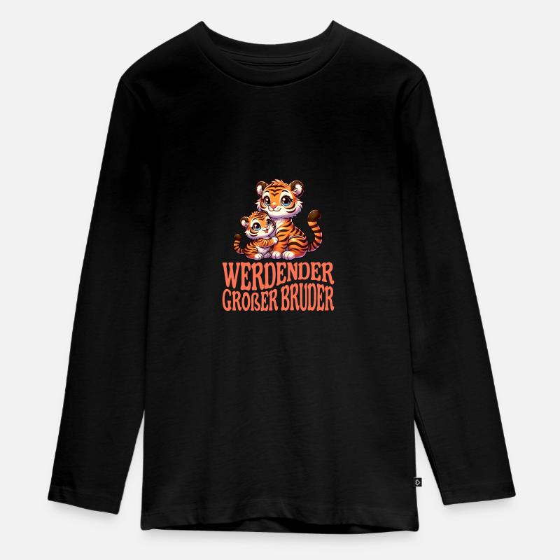 werdender Großer Bruder - Teenager Premium Bio Langarmshirt - Schwarz