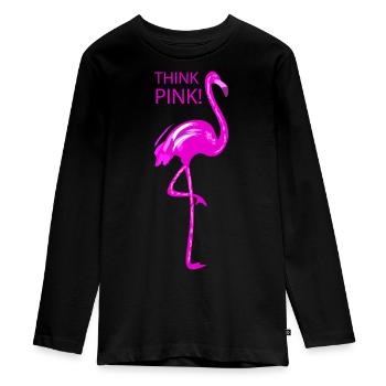 Think pink - Teenager Premium Organic Long Sleeve Shirt - black - Front - AI Model Kid Female (0cm)