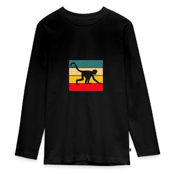 monkey - Teenager Premium Organic Long Sleeve Shirt - black - Front - AI Model Kid Female (0cm)