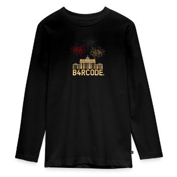 B4RCODE. German Unity - Teenager Premium Organic Long Sleeve Shirt - black - Front - AI Model Kid Female (0cm)