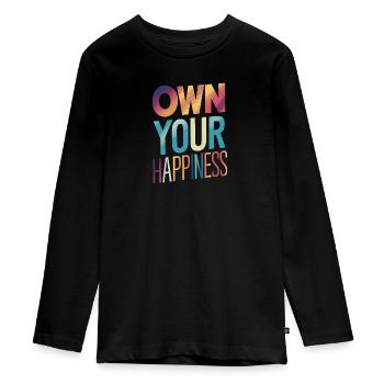 Appropriez-vous votre bonheur - T-shirt manches longues Premium Ado - noir - Devant - AI Model Kid Female (0cm)