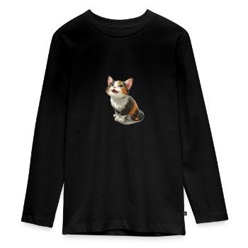 Cute kitten - Teenager Premium Organic Long Sleeve Shirt - black - Front - AI Model Kid Female (0cm)