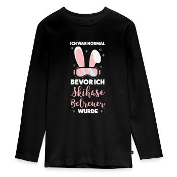 Skihase Apres Ski Skihaserl Geschenk - Teenager Premium Bio Langarmshirt - Schwarz - Vorne - AI Model Kid Female (0cm)