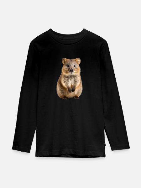 Quokka - Teenager Premium Bio Langarmshirt - Schwarz