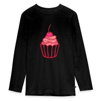 Cupcake muffin sweet sugar candy tarts - Teenager Premium Organic Long Sleeve Shirt - black - Front - AI Model Kid Female (0cm)