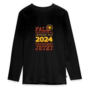 2024 - Teenager Premium Bio Langarmshirt - Schwarz - Vorne - AI Model Kid Female (0cm)
