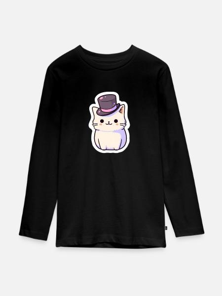Kätzchen-Liebe - Teenager Premium Bio Langarmshirt - Schwarz