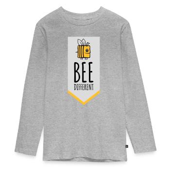 bee different Spruch Zitat - Teenager Premium Bio Langarmshirt - Grau meliert - Vorne