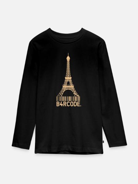 B4RCODE. Paris - Teenager Premium Bio Langarmshirt - Schwarz