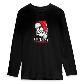 Santa Australian Shepherd Merry Christmas Wilsigns - Teenager Premium Bio Langarmshirt - Schwarz - Vorne - AI Model Kid Female (0cm)