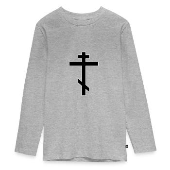 Orthodox cross - Teenager Premium Organic Long Sleeve Shirt - heather grey - Front
