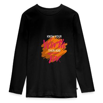 Connaissez votre valeur. Professeur de comptabilité. Poison - T-shirt manches longues Premium Ado - noir - Devant - AI Model Kid Female (0cm)