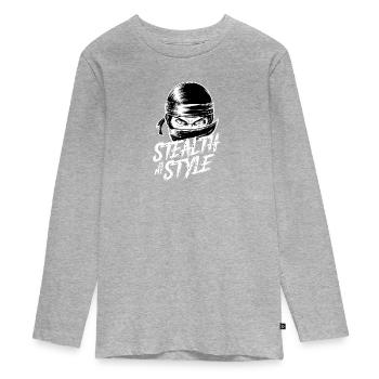 La furtivité est mon style - T-shirt manches longues Premium Ado - gris chiné - Devant
