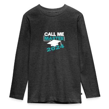 Master 2024 Masterabschluss Sponsion Promotion - Teenager Premium Bio Langarmshirt - Anthrazit meliert - Vorne - AI Model Kid Female (0cm)