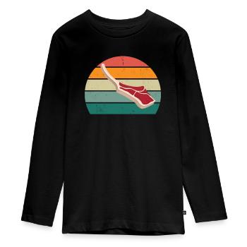 Butcher Fleischer Wurst rind Fleischerei Fleischerei Fleisch - Teenager Premium Organic Long Sleeve Shirt - black - Front - AI Model Kid Female (0cm)