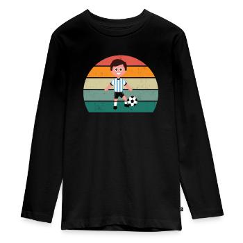 footballer ball player player player football - Teenager Premium Organic Long Sleeve Shirt - black - Front - AI Model Kid Female (0cm)