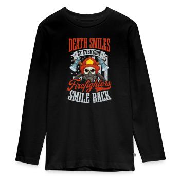 4 juillet La mort d’un pompier sourit à tout le monde - T-shirt manches longues Premium Ado - noir - Devant - AI Model Kid Female (0cm)