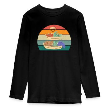 alimentation équilibrée régime céto aliments sains - T-shirt manches longues Premium Ado - noir - Devant - AI Model Kid Female (0cm)