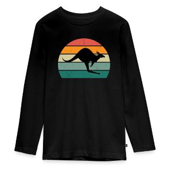 Kangourous Kangourou Sacs Sauter Boîtes Kangourou - T-shirt manches longues Premium Ado - noir - Devant - AI Model Kid Female (0cm)
