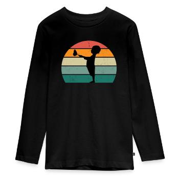 Chenille papillon Chenille Cocoon Mouche Fleur - T-shirt manches longues Premium Ado - noir - Devant - AI Model Kid Female (0cm)
