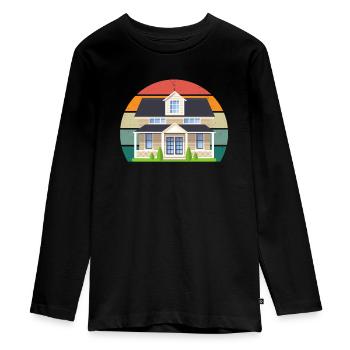 accueil appartement familial appartement maison familiale maison - T-shirt manches longues Premium Ado - noir - Devant - AI Model Kid Female (0cm)