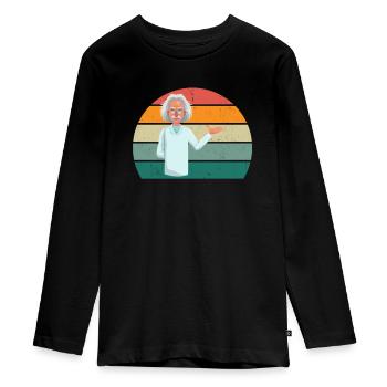 science scientist research knowledge - Teenager Premium Organic Long Sleeve Shirt - black - Front - AI Model Kid Female (0cm)