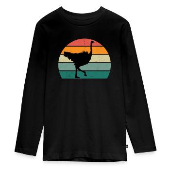 Autruches Ratites Oiseaux Autruche Afrique - T-shirt manches longues Premium Ado - noir - Devant - AI Model Kid Female (0cm)