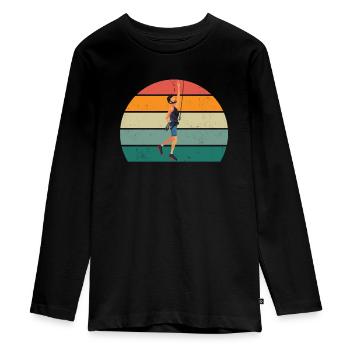 Kletterer Klettererin Bouldern Boulderin Klettern - Teenager Premium Bio Langarmshirt - Schwarz - Vorne - AI Model Kid Female (0cm)