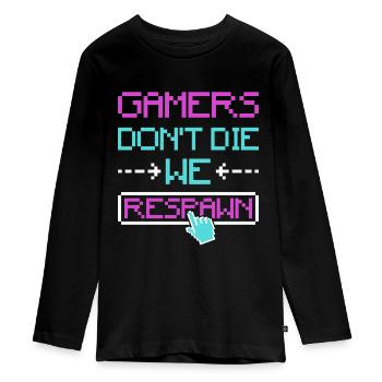 Progamer Multiplayer Games Pro Gaming Gamer - Teenager Premium Organic Long Sleeve Shirt - black - Front - AI Model Kid Female (0cm)