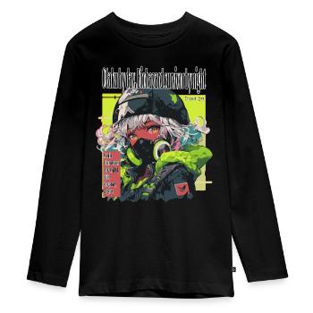 Otaku by day Manga - Teenager Premium Organic Long Sleeve Shirt - black - Front - AI Model Kid Female (0cm)