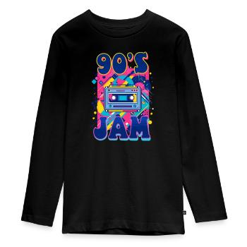 90s R&B 90'S Jam - T-shirt manches longues Premium Ado - noir - Devant - AI Model Kid Female (0cm)