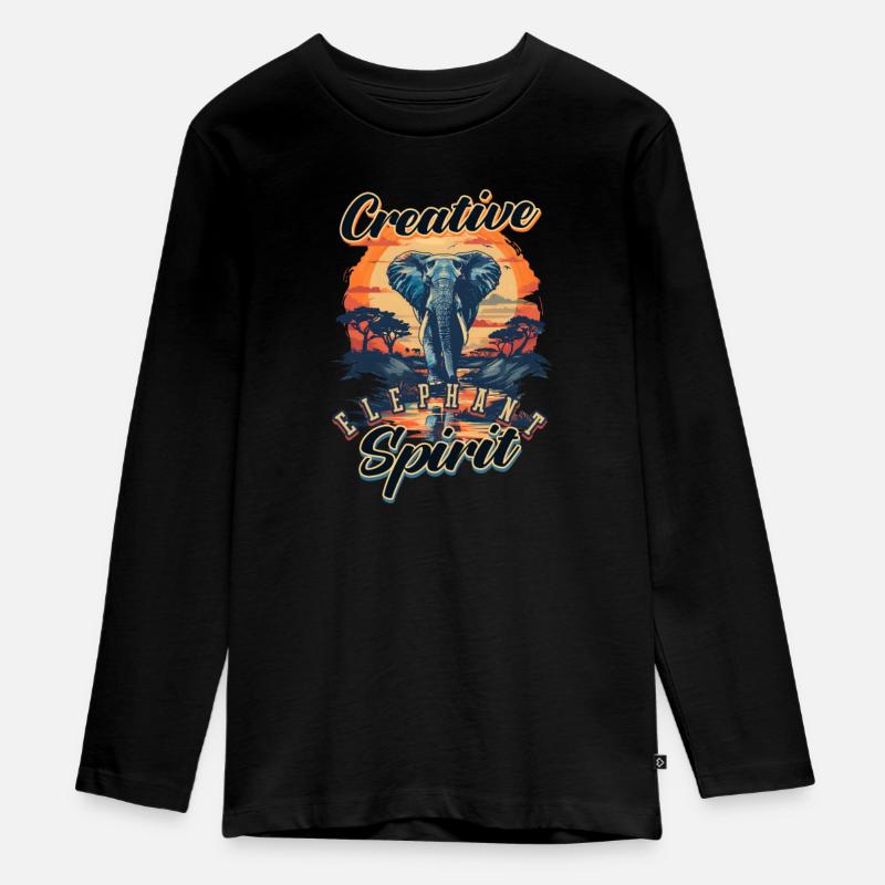 Éléphant créatif de l’éléphant - T-shirt manches longues Premium Ado - noir