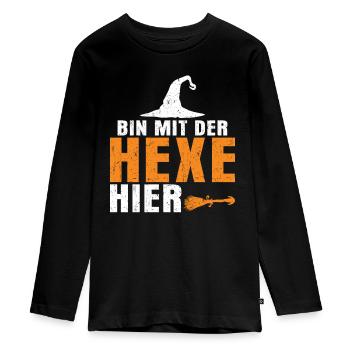 Ich Bin Mit Der Hexe Hier - Teenager Premium Bio Langarmshirt - Schwarz - Vorne - AI Model Kid Female (0cm)