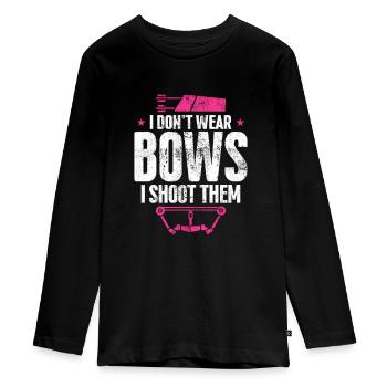 Funny Archery Girl Bow Hunting - Teenager Premium Organic Long Sleeve Shirt - black - Front - AI Model Kid Female (0cm)