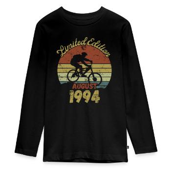 Anniversaire Vélo Vélo Août 1994 - T-shirt manches longues Premium Ado - noir - Devant - AI Model Kid Female (0cm)