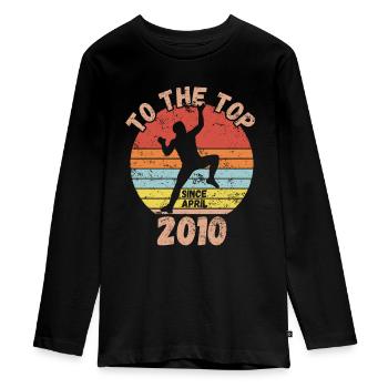 Anniversaire Escalade Bouldering depuis avril 2010 - T-shirt manches longues Premium Ado - noir - Devant - AI Model Kid Female (0cm)