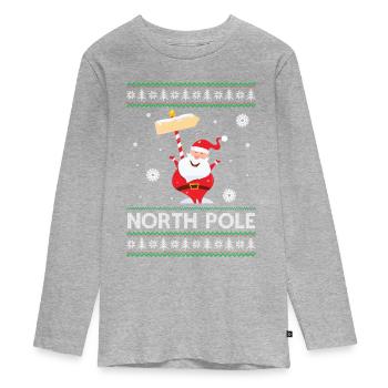 Pole Dancing Santa Claus Pun Joke - North Pole - Teenager Premium Bio Langarmshirt - Grau meliert - Vorne