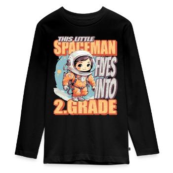 This little astronaut flies into the second - Teenager Premium Organic Long Sleeve Shirt - black - Front - AI Model Kid Female (0cm)