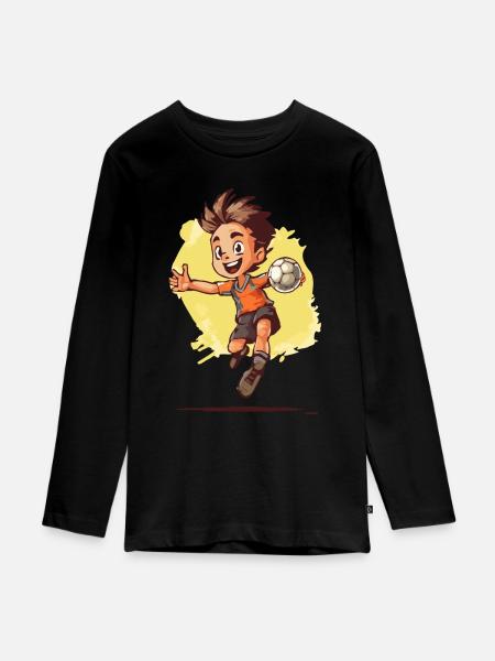 Handball Playing Boy - Kids Handball - Teenager Premium Organic Long Sleeve Shirt - black